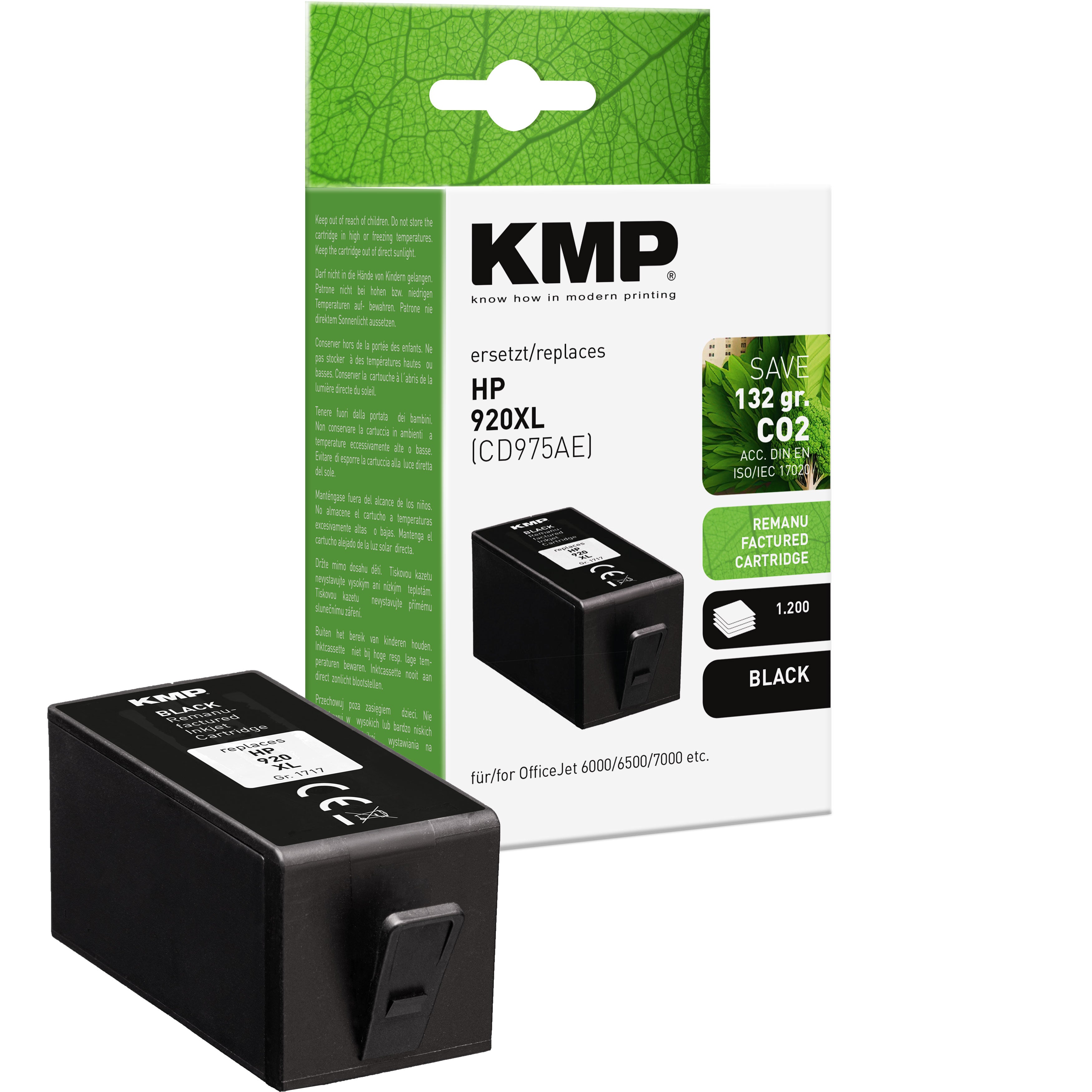 KMP Alternative für HP HP920XL CD975AE Tintenpatrone für HP Officejet 6000, 6500 und 7000, schwarz