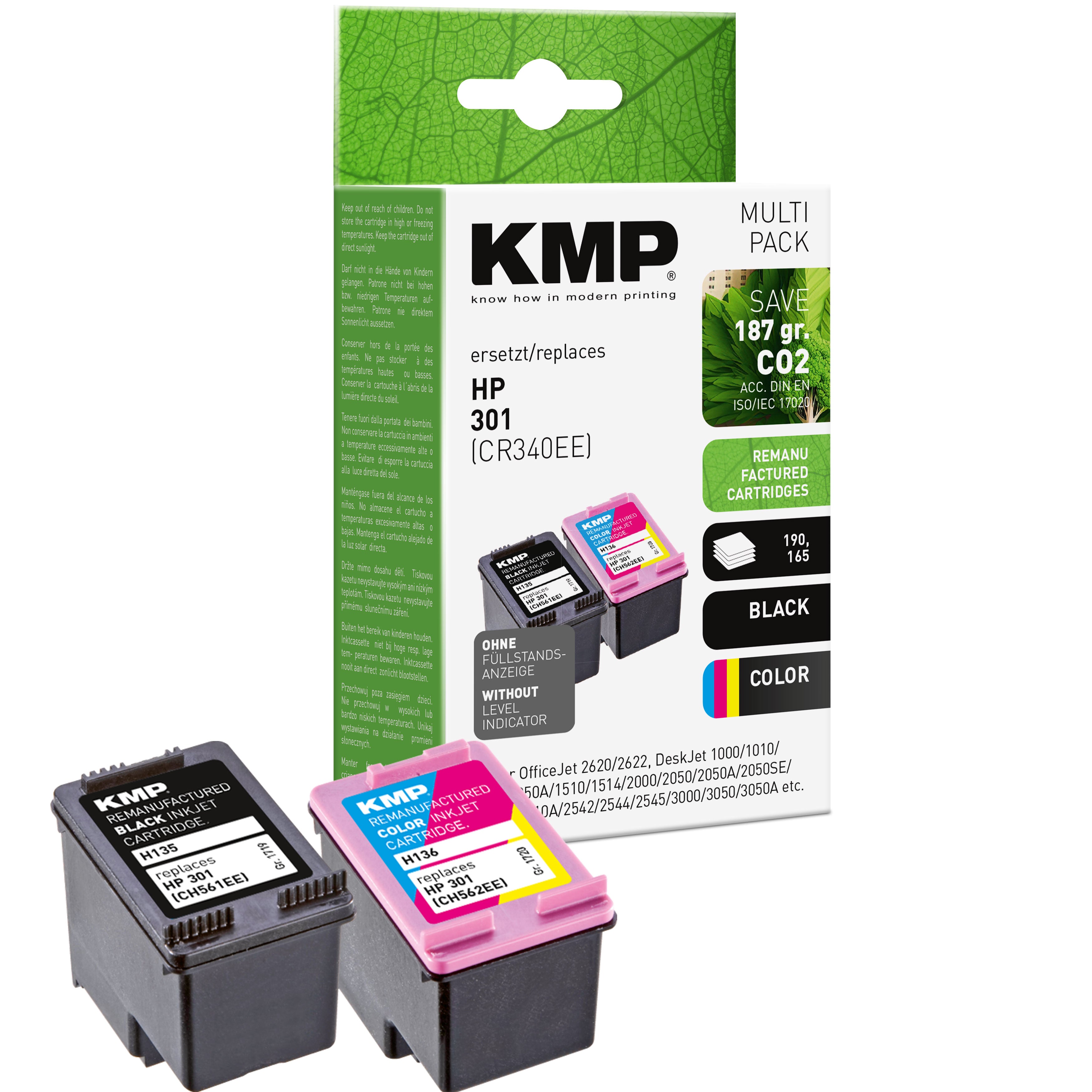 KMP Alternative für HP HP301 N9J72AE Tonerpatrone für HP301 schwarz mit Ersatz für HP Officejet und Deskjet