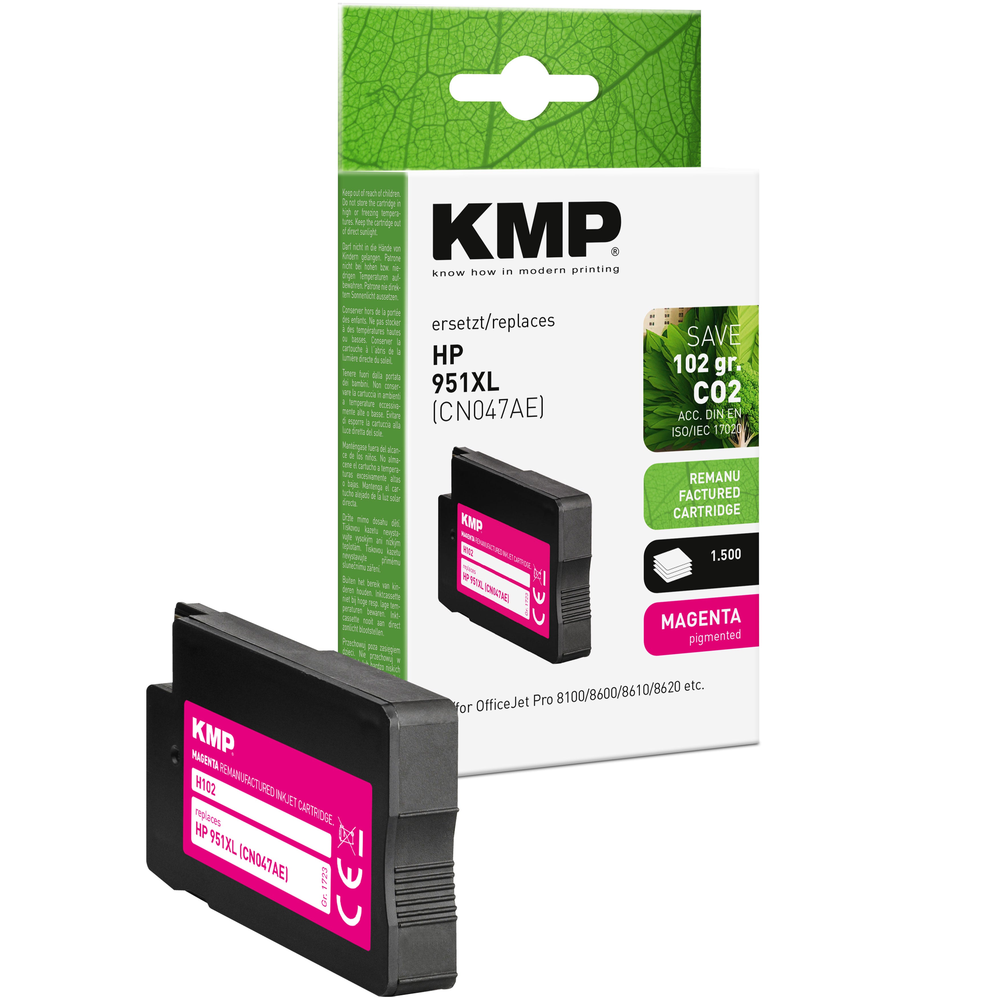 KMP Alternative für HP HP951XL CN047AE kompatible Tintenpatrone magenta mit 1.500 Seiten