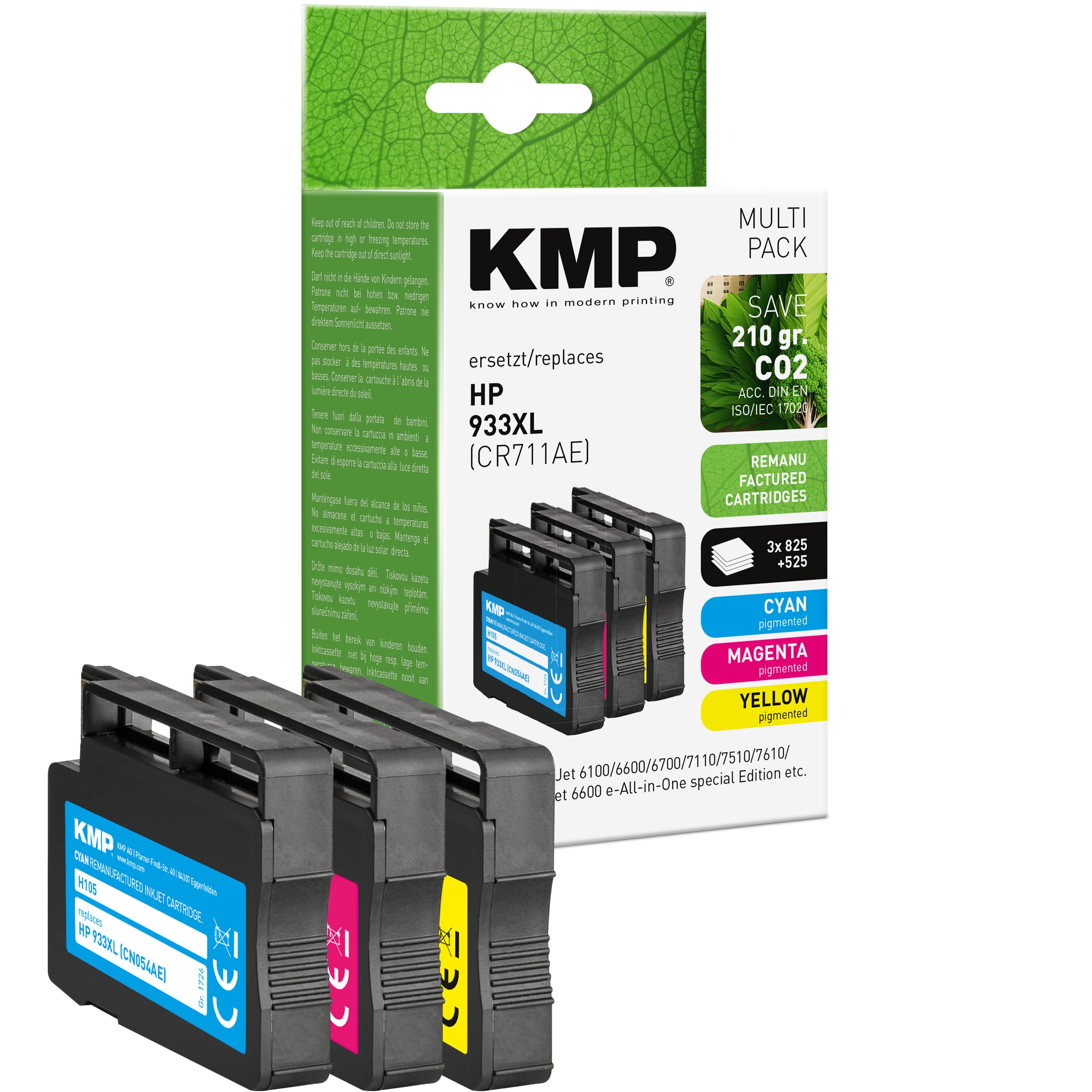 KMP Alternative für HP HP933XL CR711AE Tintenpatrone cyan mit kompatibler HP933XL Ausführung