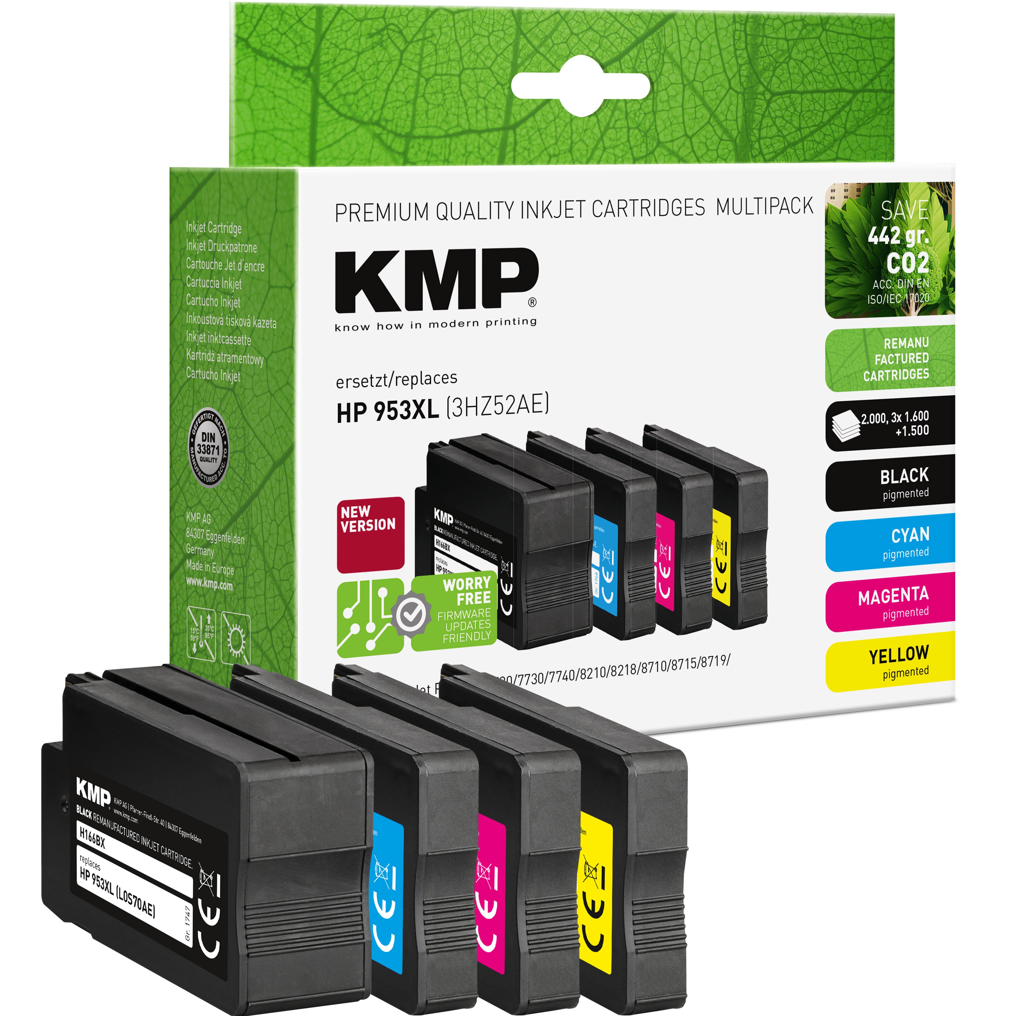 KMP Alternative für HP HP953XL 3HZ52AE Tintenpatrone für Drucker, schwarze Kartusche im Set