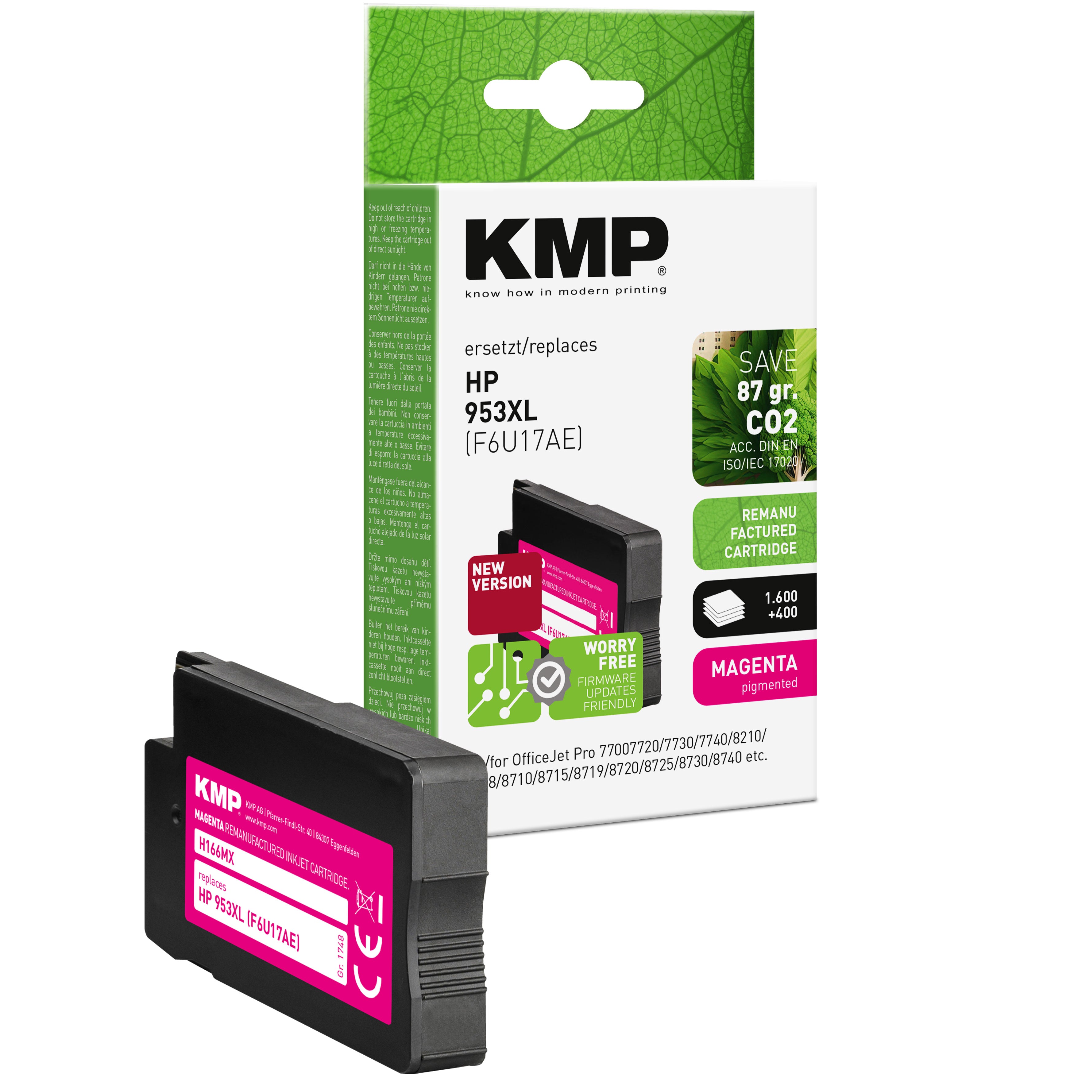 KMP Alternative für HP HP953XL F6U17AE Tintenpatrone für HP Officejet Pro, magenta pigmentiert