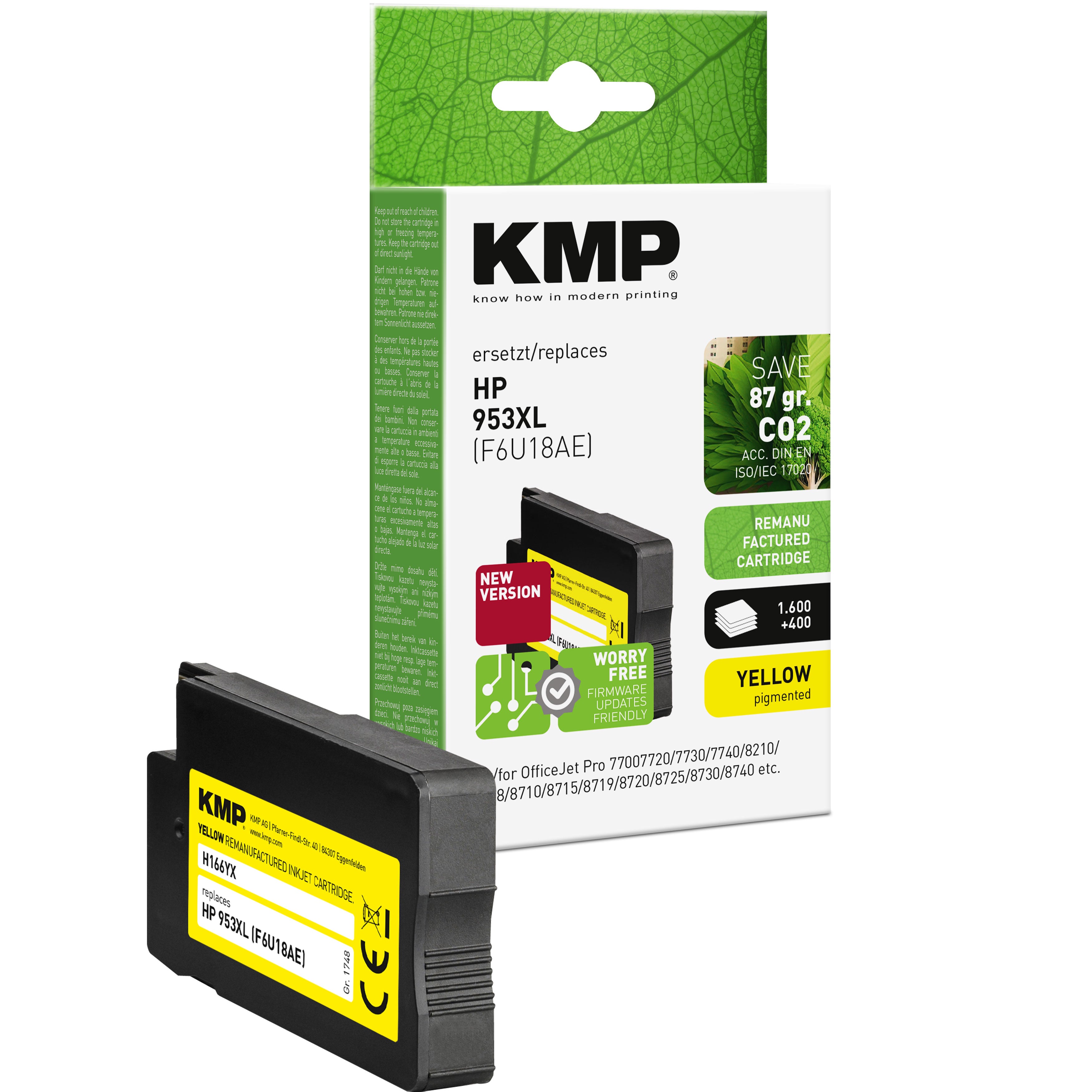 KMP Alternative für HP HP953XL F6U18AE Tintenpatrone grün mit gelbem Etikett für HP Officejet Pro 7700