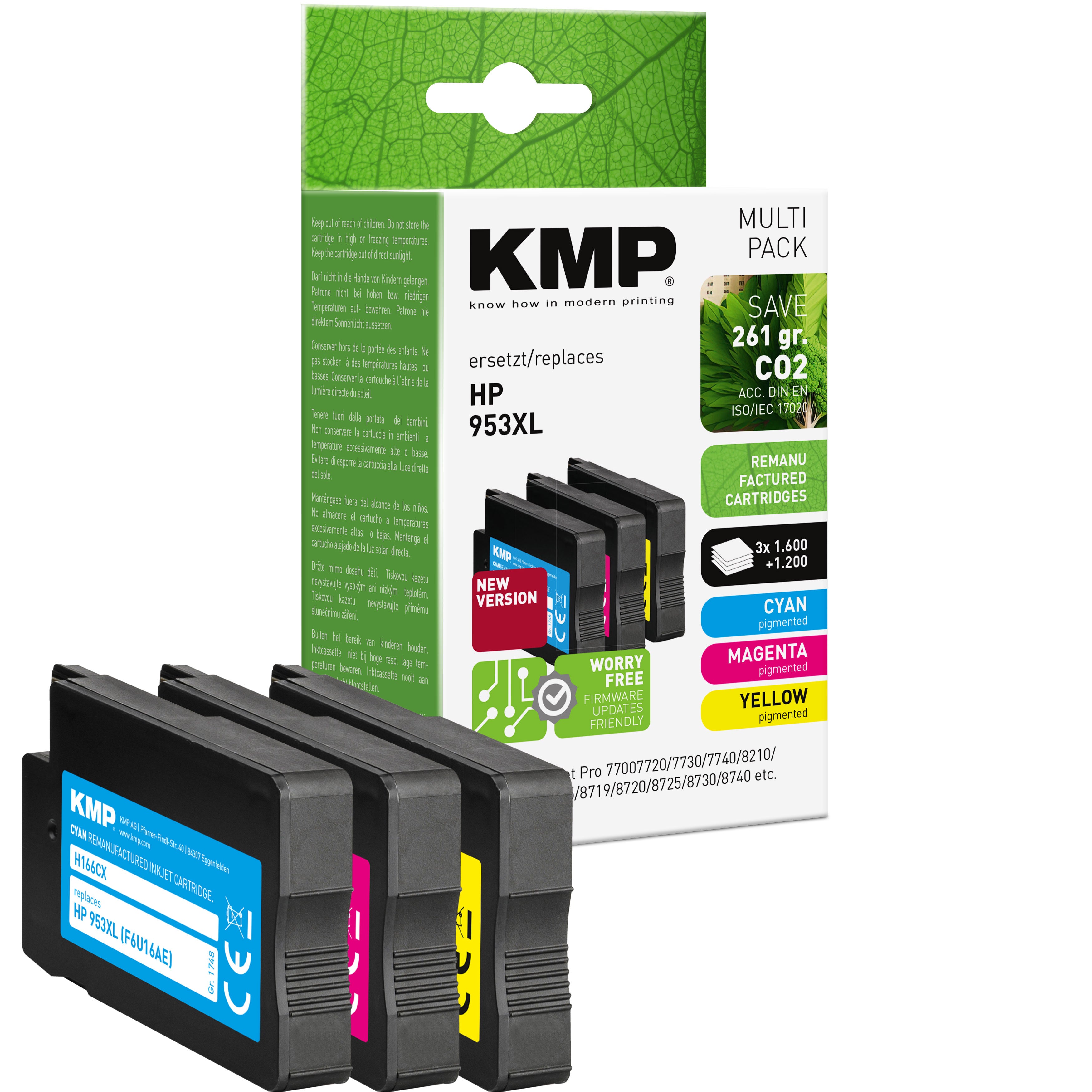 KMP Alternative für HP HP953XL Tintenpatronen für HP Drucker, cyan, mit kompatibler HP953XL Kennzeichnung