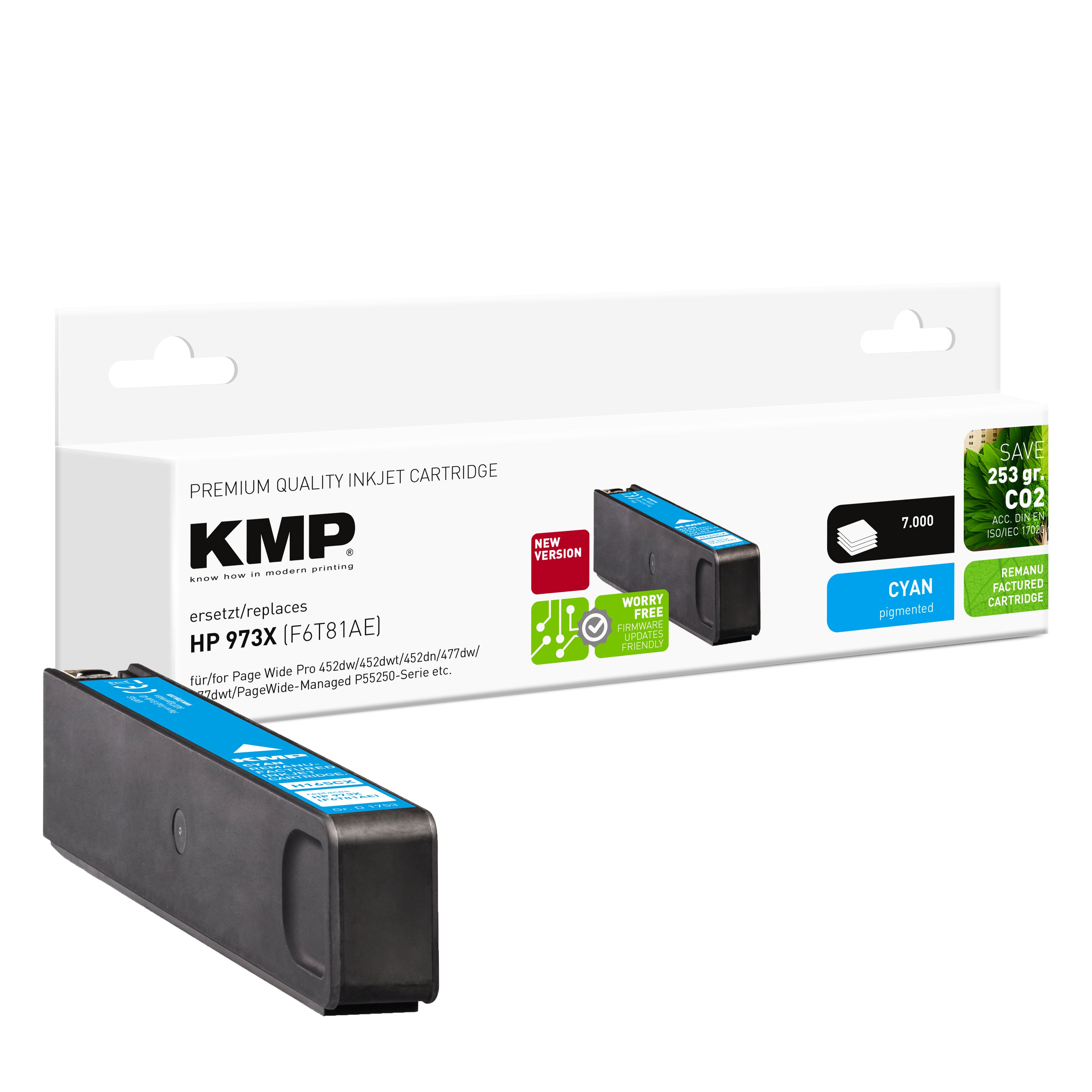 KMP Alternative für HP HP973X F6T81AE Tonerpatrone für HP973X in cyan, als Drucker-Verbrauchsmaterial