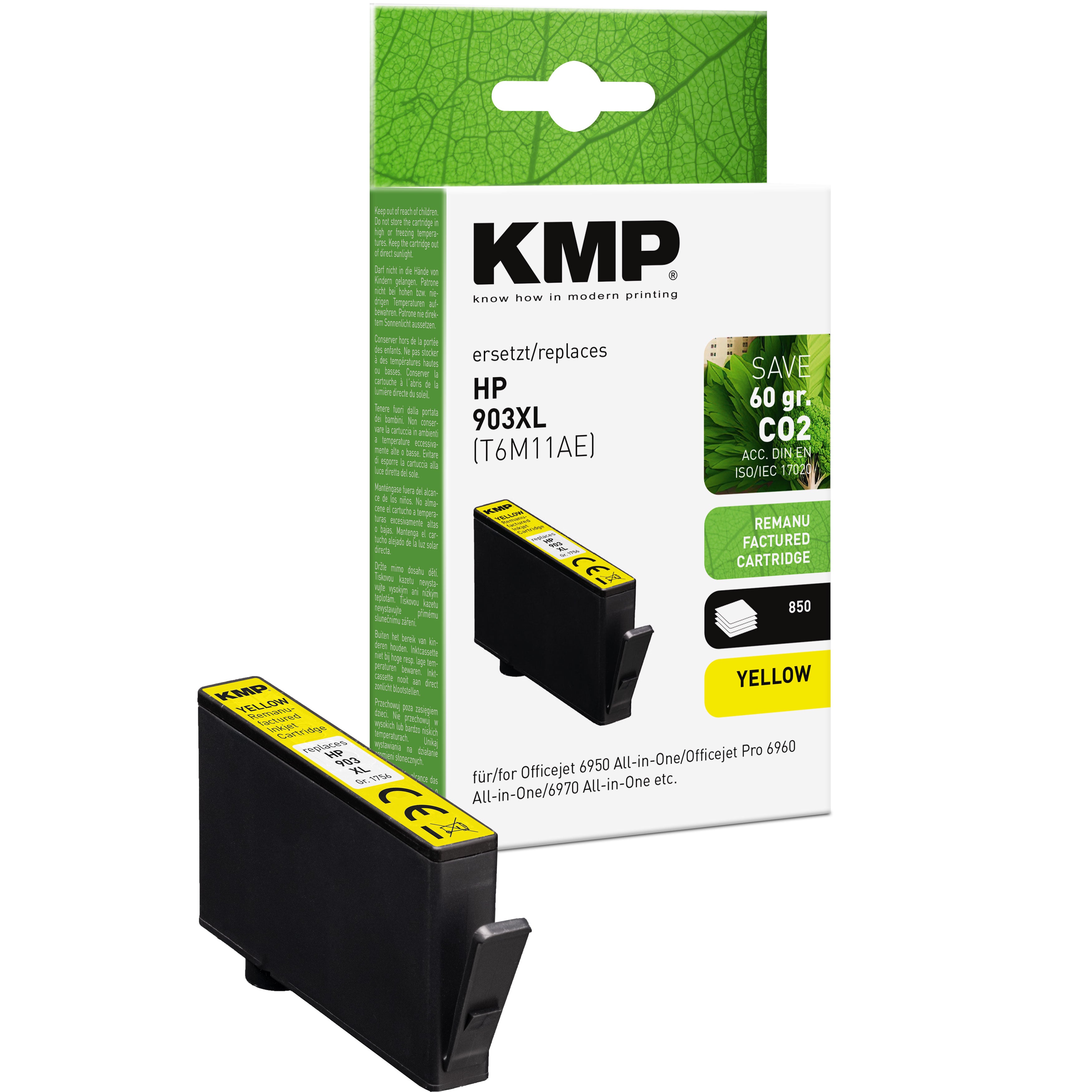 KMP Alternative für HP HP903XL T6M11AE Tintenpatrone gelb, HP kompatibel, für HP Officejet Pro 6960