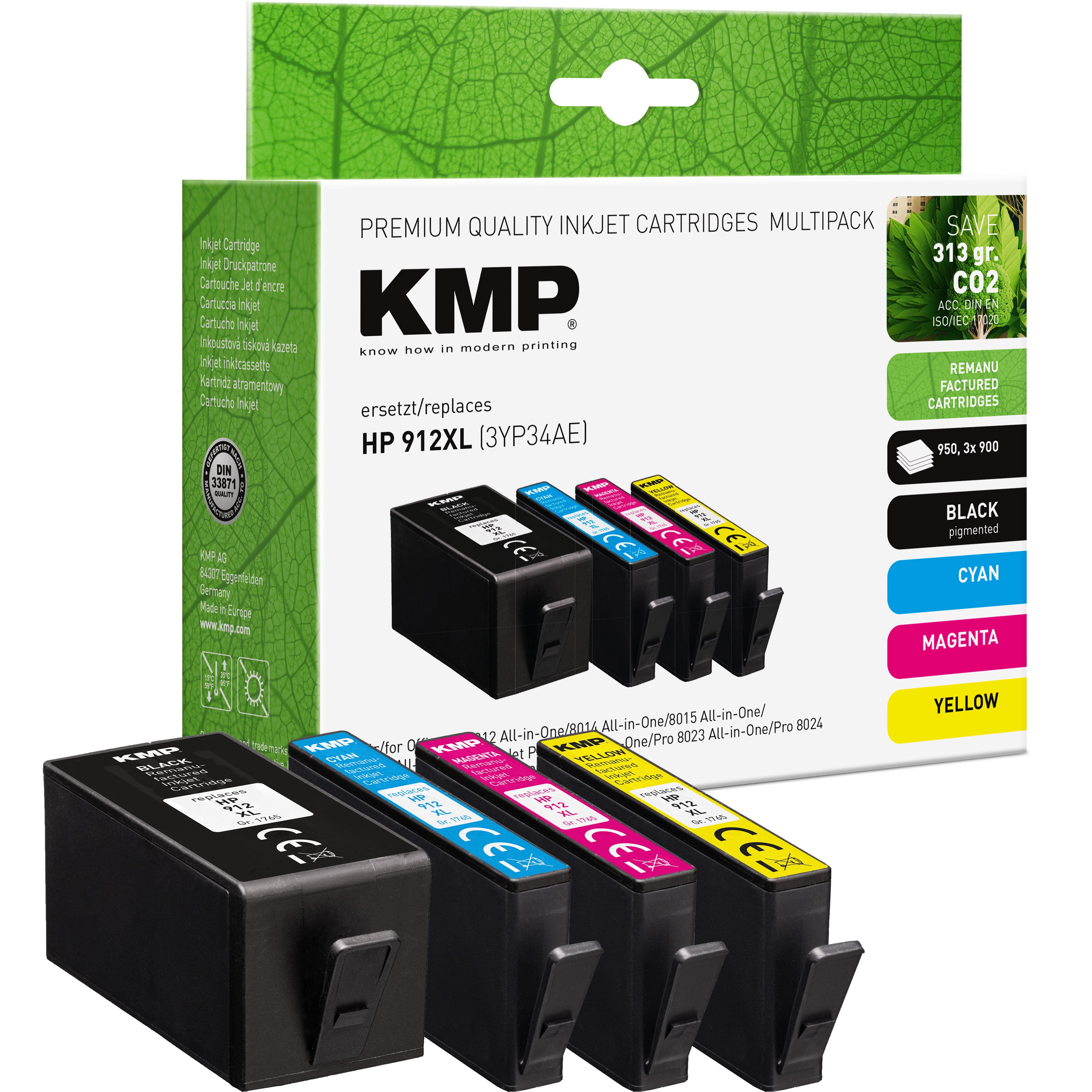 KMP Alternative für HP HP912XL 3YP34AE Tintenpatrone als HP912XL Alternative in schwarzer Ausführung