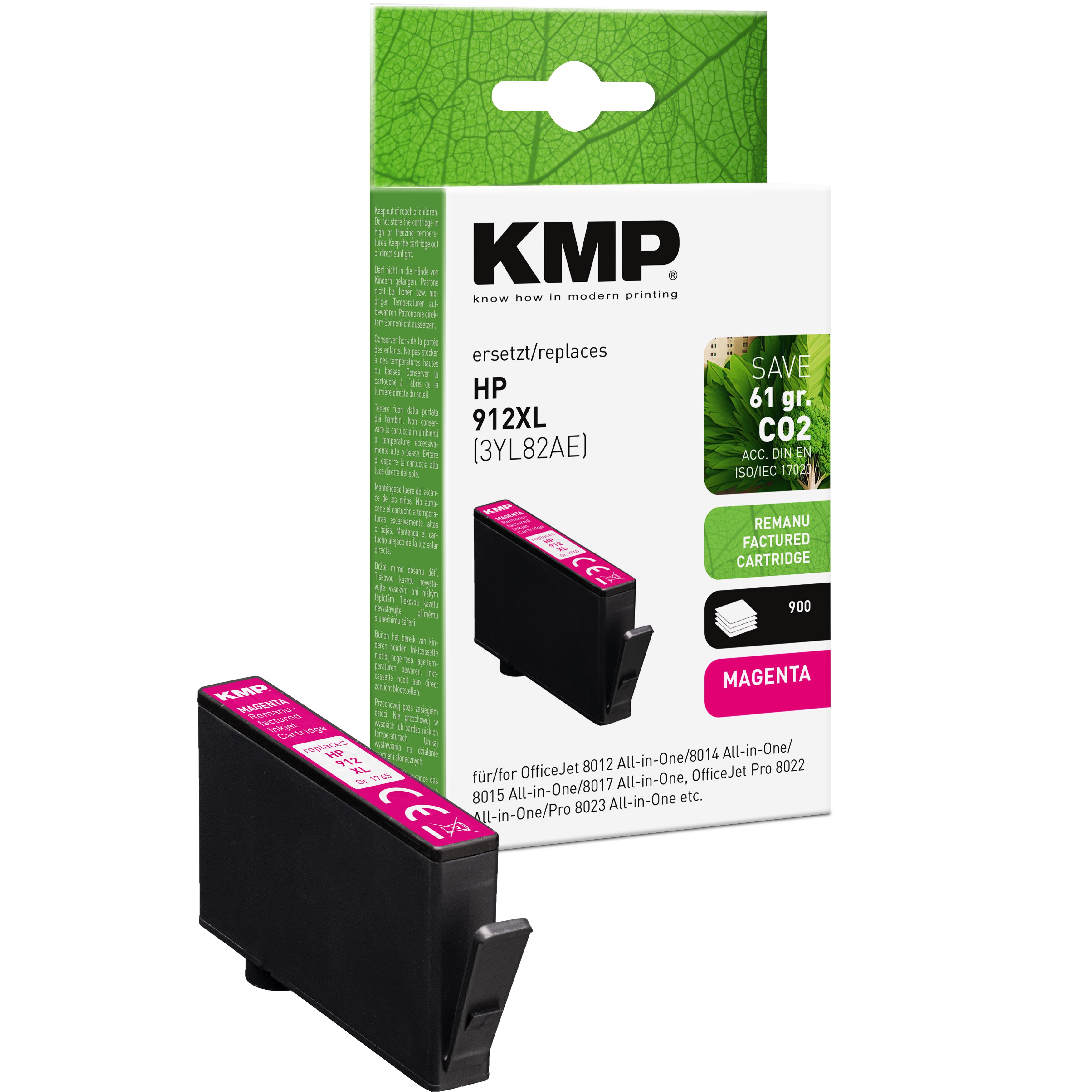 KMP Alternative für HP HP912XL 3YL82AE Tintenpatrone magenta für HP OfficeJet All-in-One mit Hersteller-Alternative