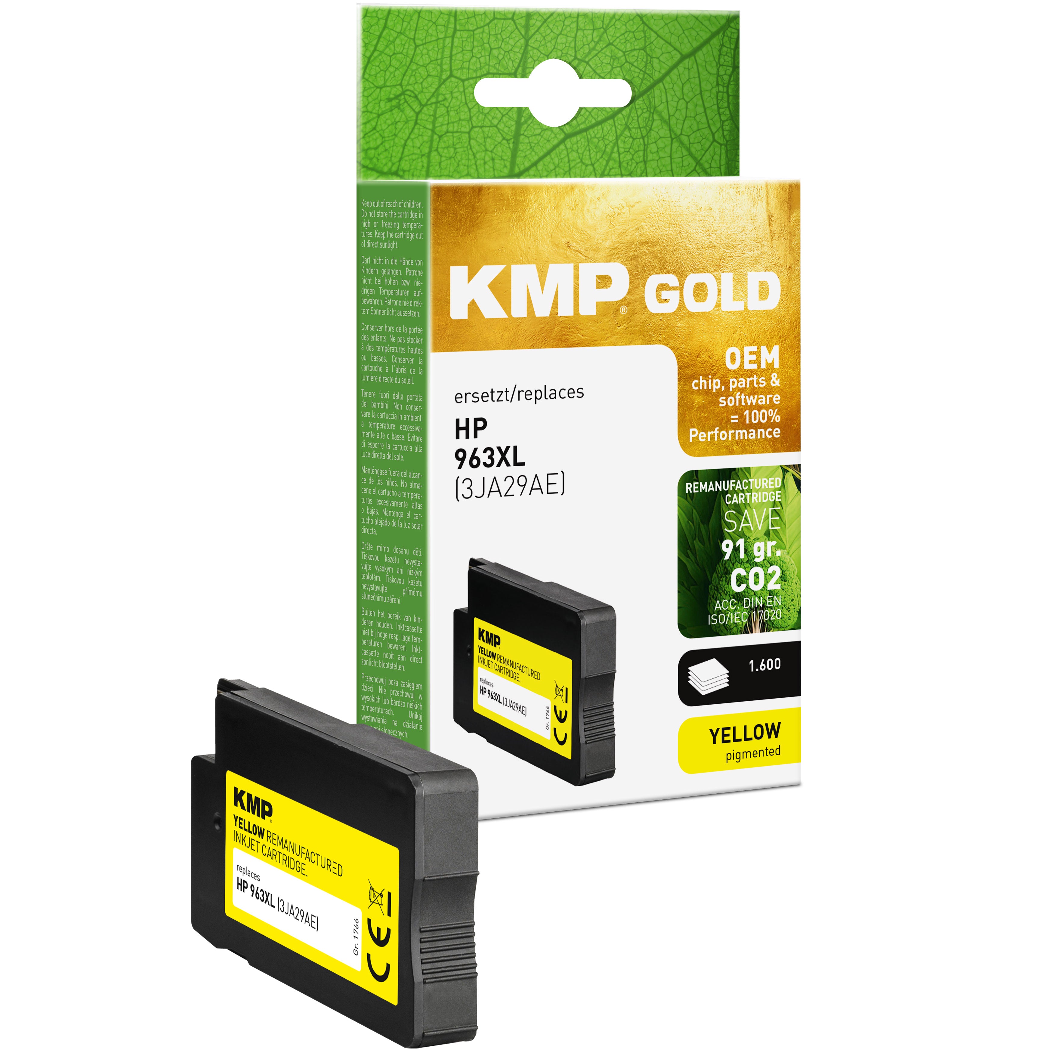 KMP Alternative für HP HP963XL 3JA29AE Drucker Tintenpatrone gelb mit XL Kapazität für Kopieren und Scannen