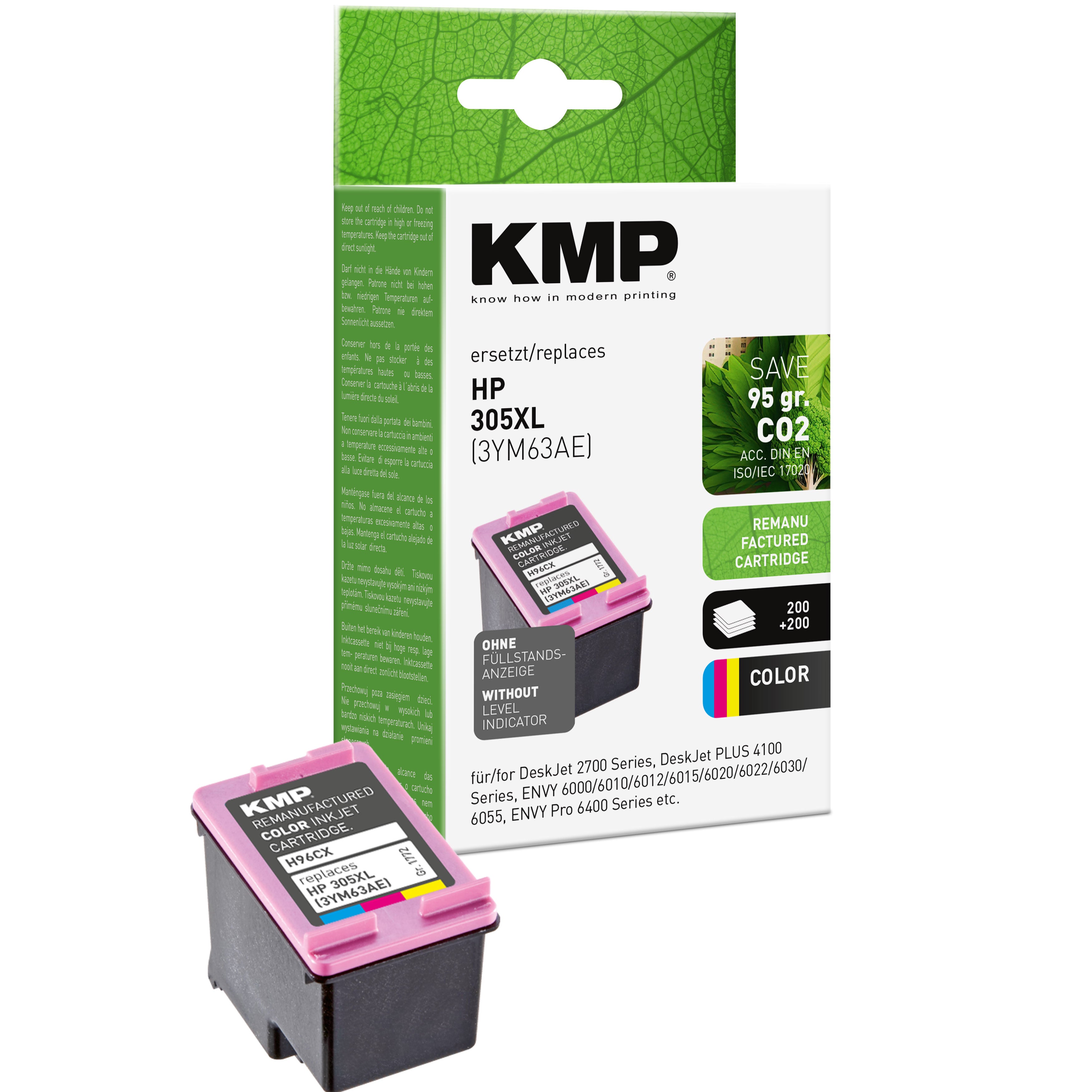 KMP Alternative für HP HP305XL 3YM63AE Tonerpatrone für HP305XL, mit 200 Seiten Reichweite, pink-schwarz