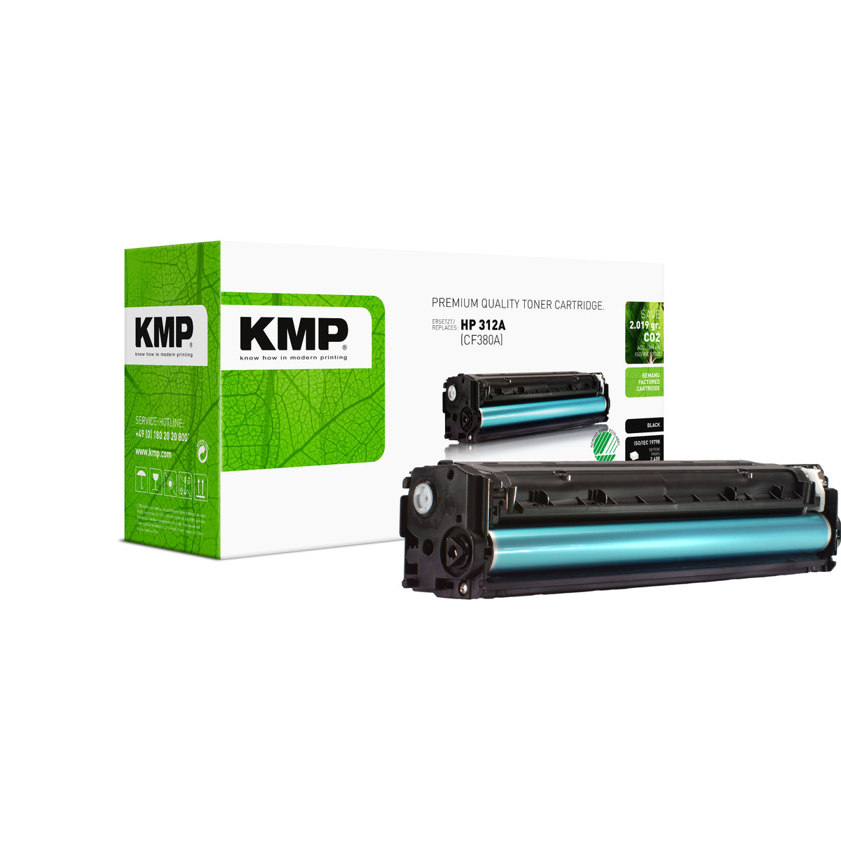 KMP Alternative für HP HP312A CF380A Tonerpatrone für Laser Drucker, grün und schwarz, kompatibel
