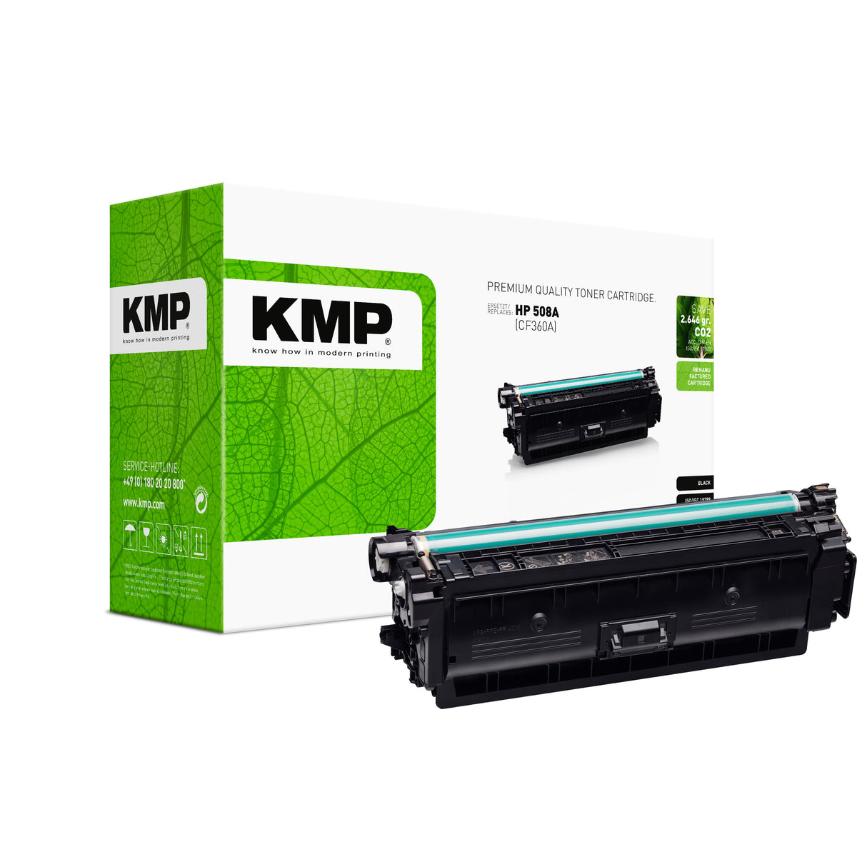 KMP Alternative für HP HP508A CF360A Tonerpatrone grün mit schwarzer Laser Tinte für Color LaserJet Enterprise MFPs