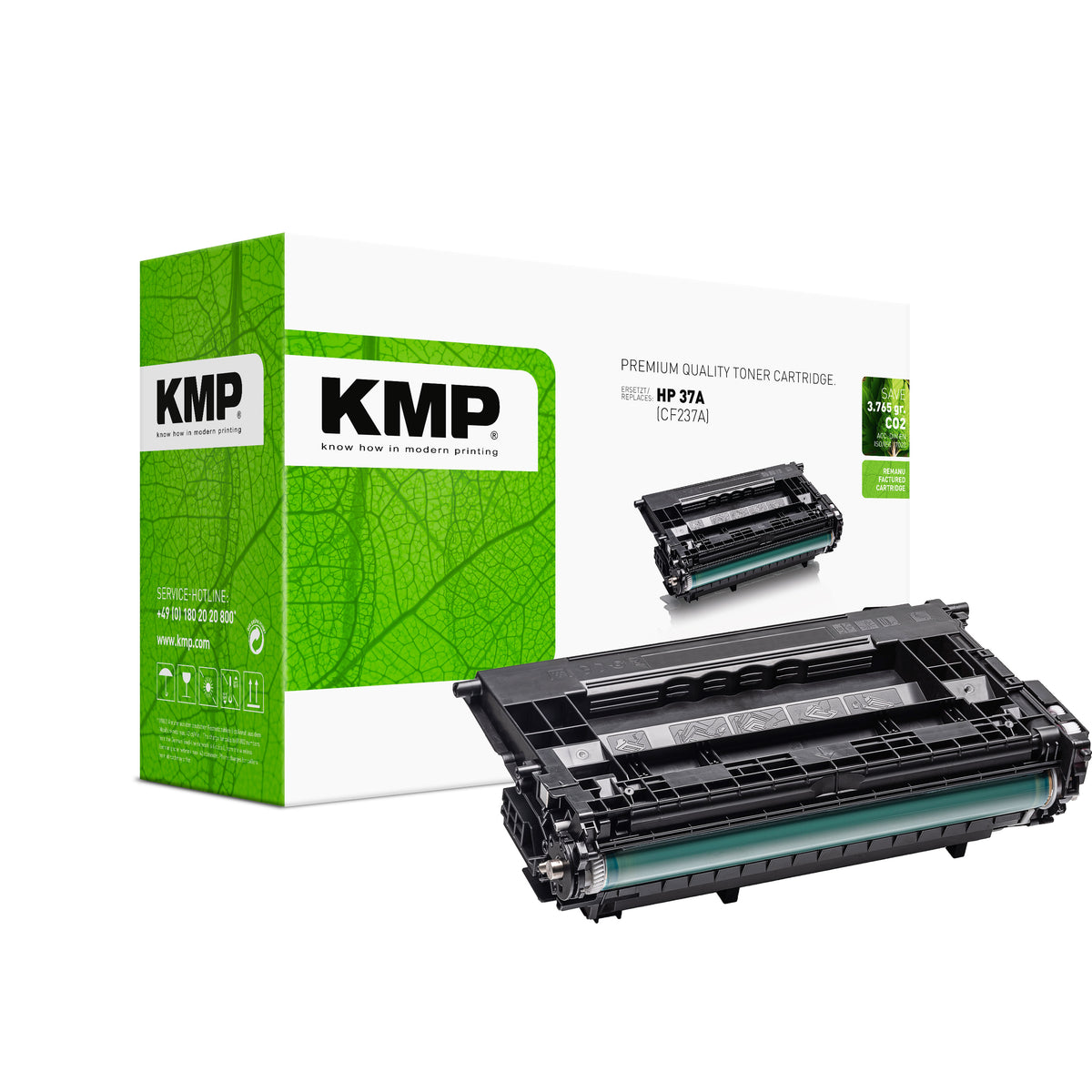 KMP Alternative für HP HP37A CF237A Toner für Laserjet in grünem Design, kompatibel mit HP 37A