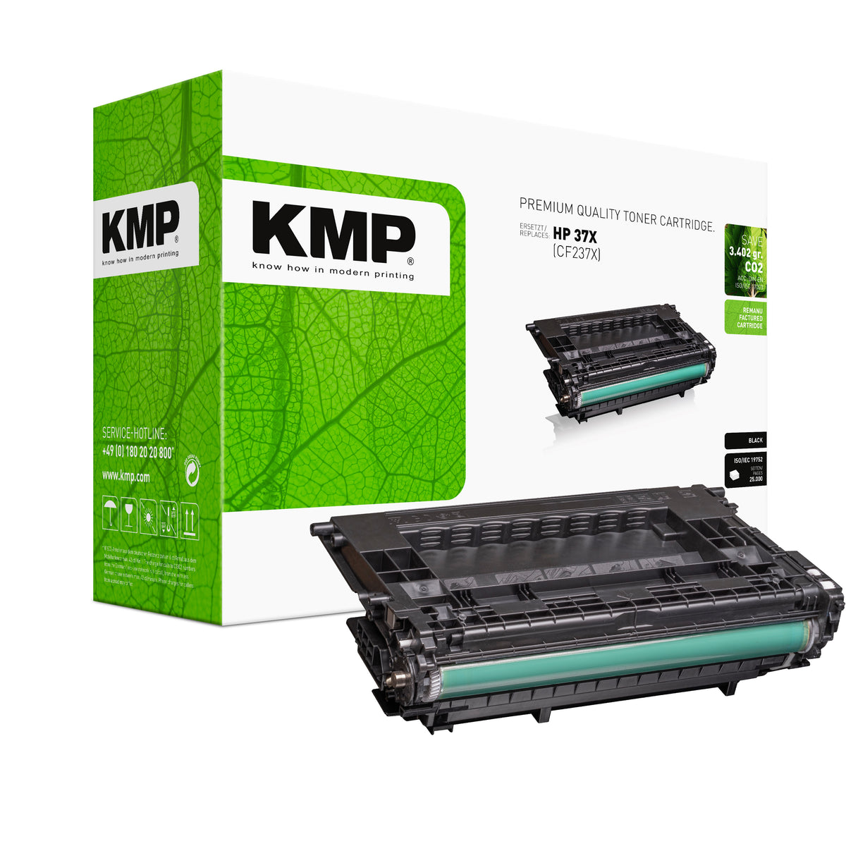 KMP Alternative für HP HP37X CF237X Toner für LaserJet Enterprise, grün und schwarz mit Tonerpatrone