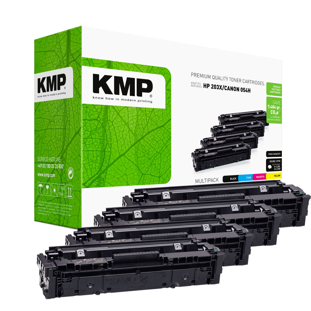 KMP Alternative für HP HP203X (CF540X, CF541X, CF543X, FC542X) / Canon054H (3021C002, 3027C002, 3026C002, 3025C002)