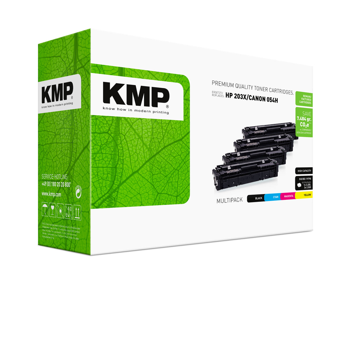 KMP Alternative für HP HP203X (CF540X, CF541X, CF543X, FC542X) / Canon054H (3021C002, 3027C002, 3026C002, 3025C002)