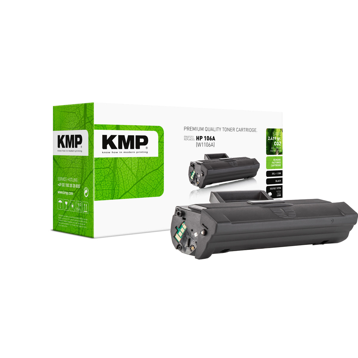 KMP Alternative für HP HP106A XL W1106A Tonerpatrone für Laser Drucker in grün und schwarz