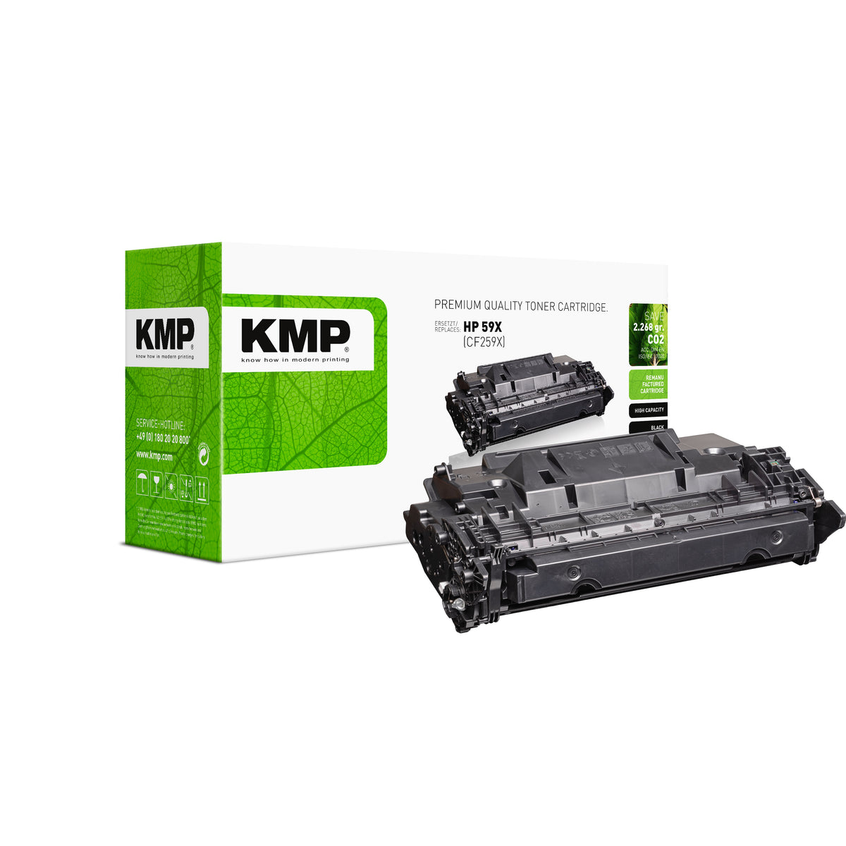 KMP Alternative für HP HP59X CF259X Tonerpatrone für HP LaserJet, grün bedruckte Verpackung und schwarze Kartusche
