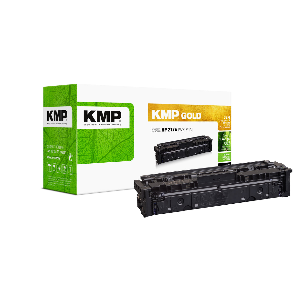 KMP Alternative für Brother HP219A W2190A kompatible Tonerpatrone in grün mit schwarzer Druckeinheit