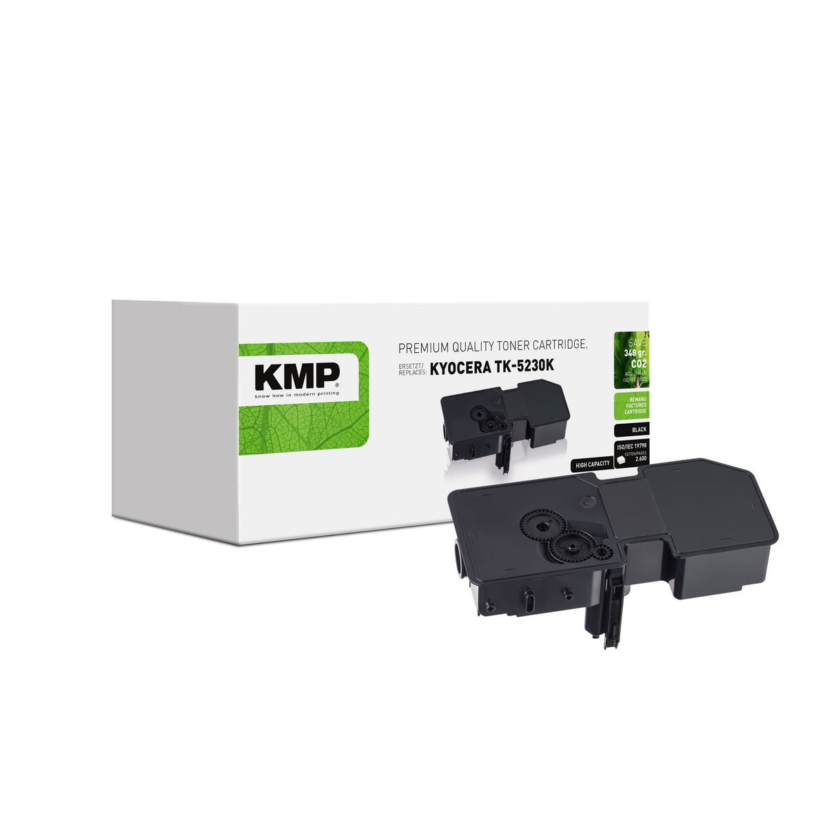 KMP Alternative für Kyocera TK5230K Tonerpatrone für Kyocera, schwarze Tonerkartusche mit grüner Verpackung
