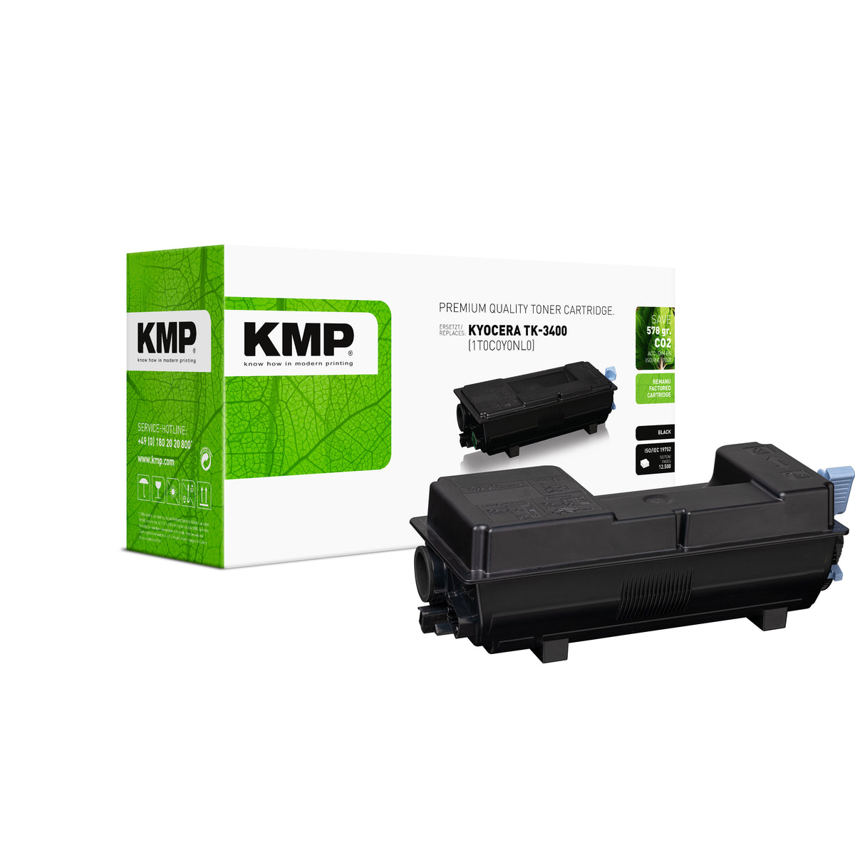 KMP Alternative für Kyocera TK3400 Tonerpatrone grün-schwarzer Toner für Drucker und Kopierer