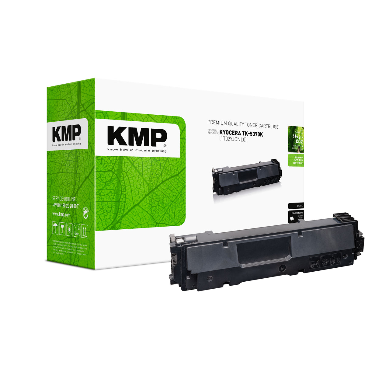 KMP Alternative für Kyocera TK5370BK Tonerpatrone grün mit KMP Marken-Tonerpatrone für ECOSYS PA 3500 CX