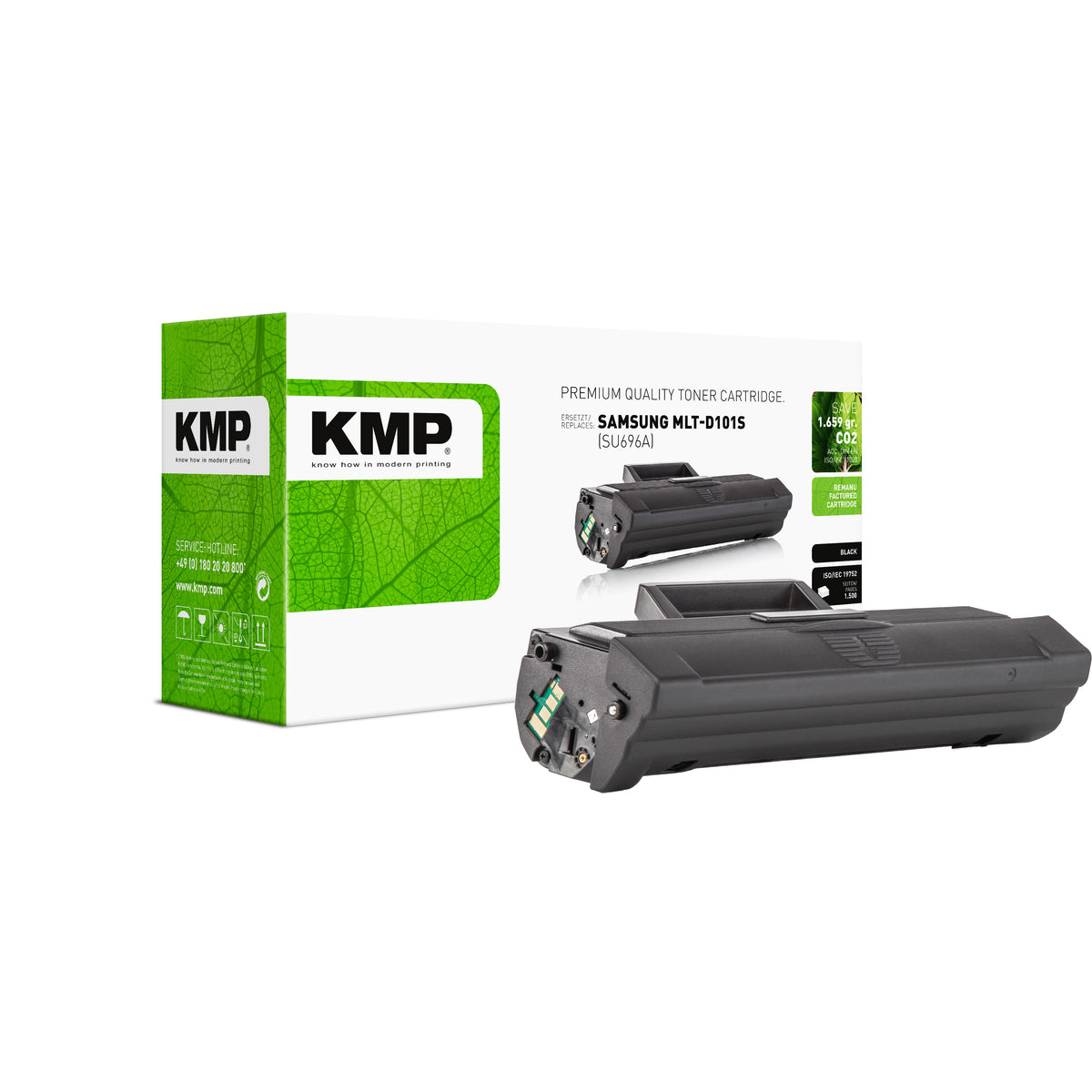 KMP Alternative für Samsung MLTD101SELS SU696A Toner für Samsung, grün und schwarz, kompatibel mit ML-2160