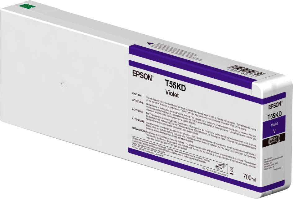 Epson Tinte violett 700ml SC P7000 9000 C13T55KD00, Original Tintenkartusche mit 700 ml Inhalt
