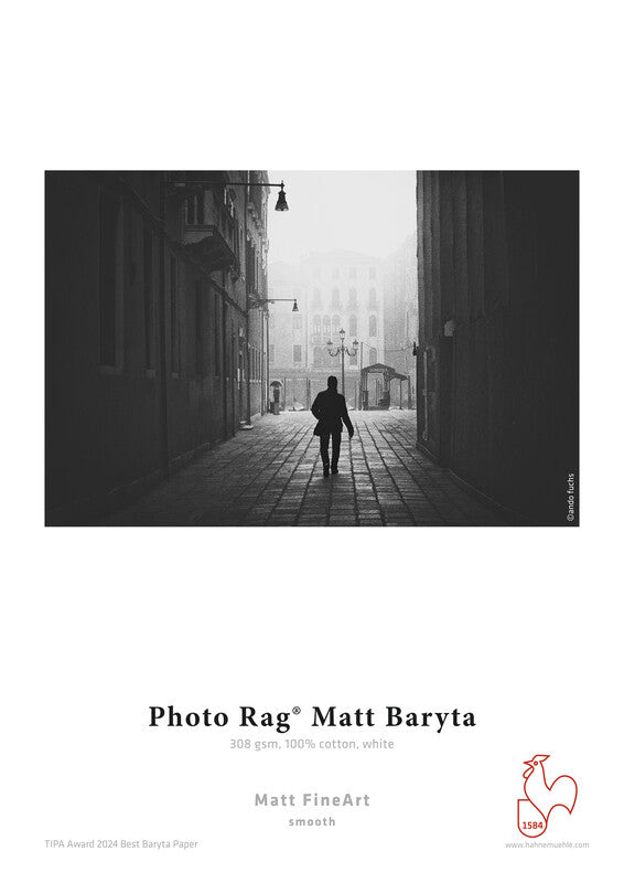 Photo Rag Matt Baryta 308gsm von Hahnemühle, Papierrolle für matte Fine Art Fotodrucke, weiß