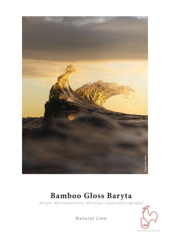 Bamboo Gloss Baryta 305 gsm, 90% Bamboo fibres, 10% Cotton, natural white, high-gloss A3 25 Blatt