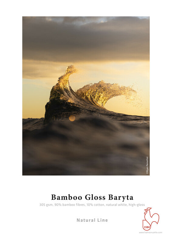 Bamboo Gloss Baryta 305 gsm, 90% Bamboo fibres, 10% Cotton, natural white, high-gloss 50" 1 Roll