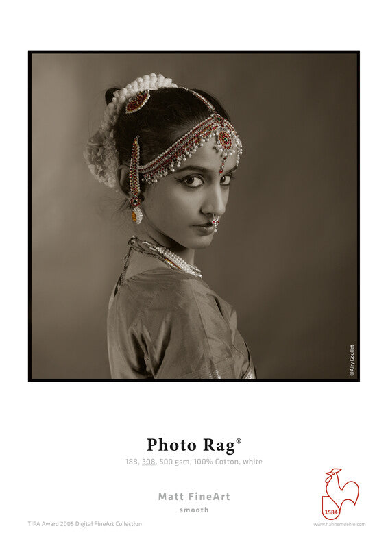 Photo Rag 188 gsm von Hahnemühle DIN A4 Papier in weißer Baumwolloptik mit glatter Matt Fine Art Oberfläche