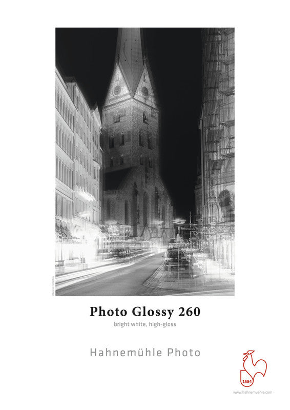 Photo Glossy 260 1,524x30m von Hahnemühle Fotopapierrolle mit glänzender Beschichtung, weißer Eindruck