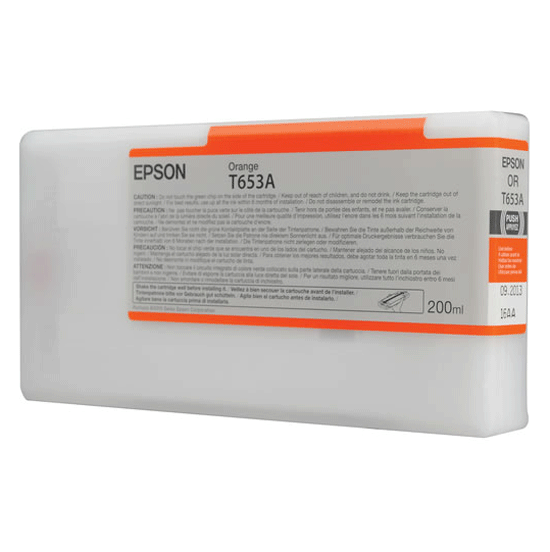 Weiße Kunststoff-Tintenpatrone von Epson mit Etikett