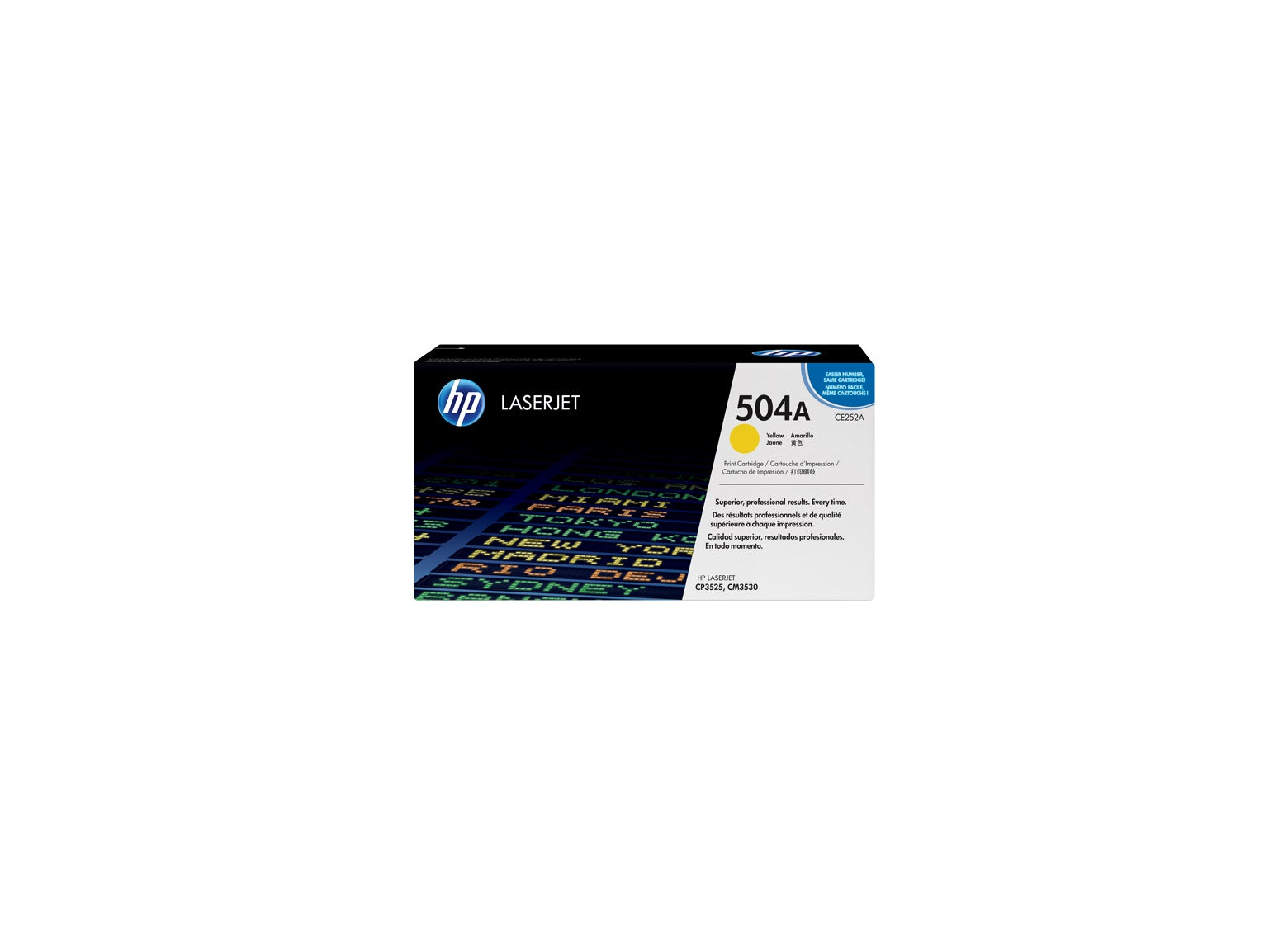HP Toner CE252A 504A gelb für LaserJet Drucker, schwarze Kartusche mit gelbem Aufkleber